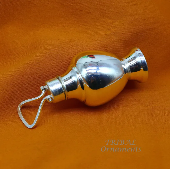 TRIBAL ORNAMENTS Rings 925 sterling silver handmade plain design Gangjali Silver Gangajal Patra best silver water pot kalash puja utensils Diwali special su991
