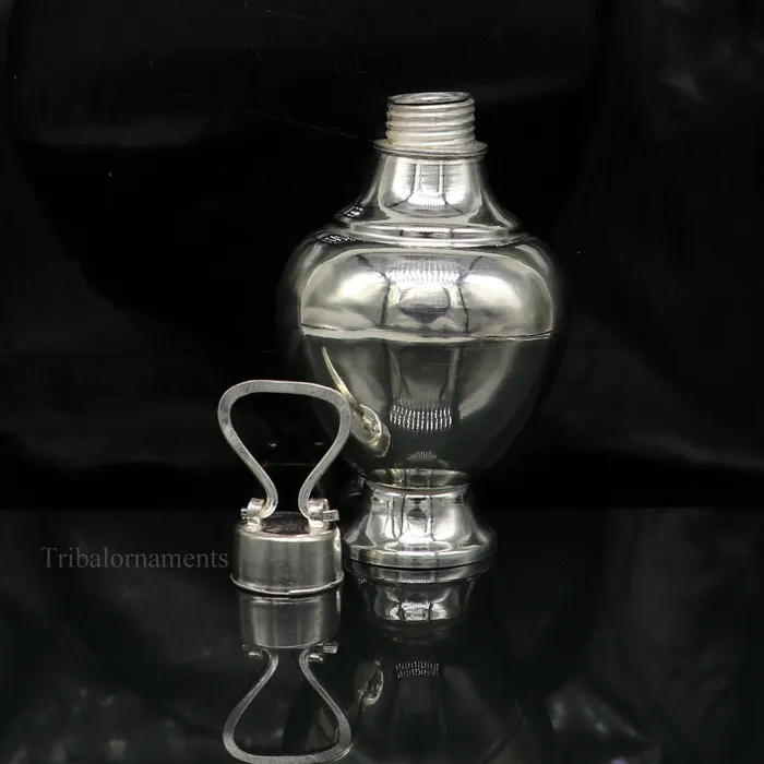 TRIBAL ORNAMENTS Rings 925 sterling silver handmade plain glossy Gangjali Silver Gangajal Patra best silver water pot kalash puja utensils Diwali special su418