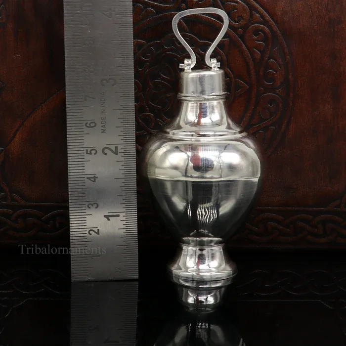 TRIBAL ORNAMENTS Rings 925 sterling silver handmade plain glossy Gangjali Silver Gangajal Patra best silver water pot kalash puja utensils Diwali special su418