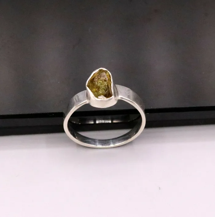 TRIBAL ORNAMENTS Rings Excellent rough quartz 925 sterling silver stylish ring band gifting sr130