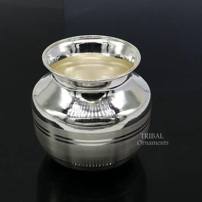 TRIBAL ORNAMENTS Rings Pure 925 sterling silver handmade plain small Kalash or pot unique special silver puja article water or milk kalash pot india su1019 TRIBAL ORNAMENTS Rings Pure 925 sterling silver handmade plain small Kalash or pot unique special silver puja article water or milk kalash pot india su1019