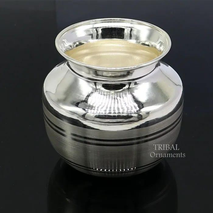 TRIBAL ORNAMENTS Rings Pure 925 sterling silver handmade plain small Kalash or pot unique special silver puja article water or milk kalash pot india su1019 TRIBAL ORNAMENTS Rings Pure 925 sterling silver handmade plain small Kalash or pot unique special silver puja article water or milk kalash pot india su1019