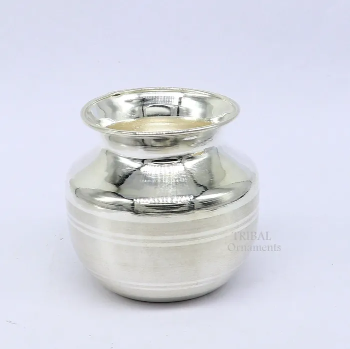 TRIBAL ORNAMENTS Rings Pure 925 sterling silver handmade plain small Kalash or pot unique special silver puja article water or milk kalash pot india su1019 TRIBAL ORNAMENTS Rings Pure 925 sterling silver handmade plain small Kalash or pot unique special silver puja article water or milk kalash pot india su1019