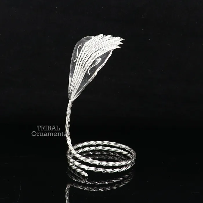 TRIBAL ORNAMENTS Rings Solid silver handmade Divine Sheshnag mini panchmukhi snake or shiva snake for puja or worshipping solid Diwali puja article su740