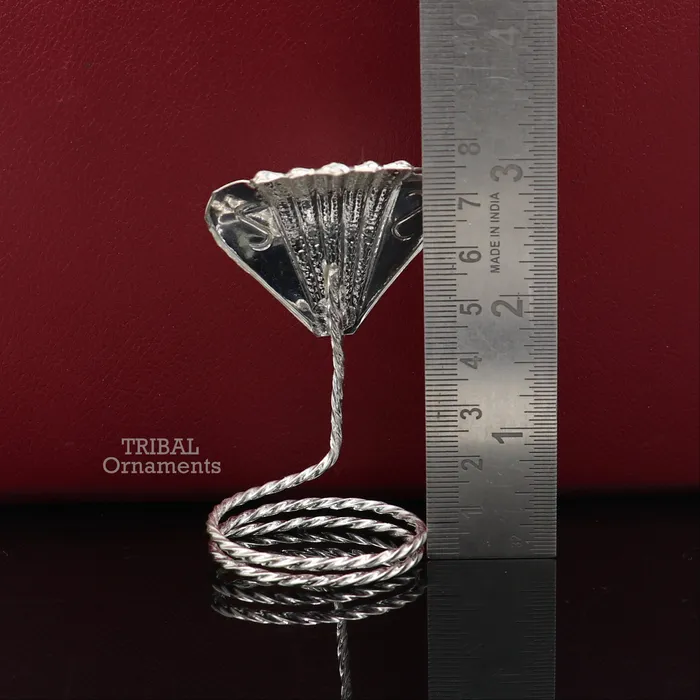TRIBAL ORNAMENTS Rings Solid silver handmade Divine Sheshnag mini panchmukhi snake or shiva snake for puja or worshipping solid Diwali puja article su740