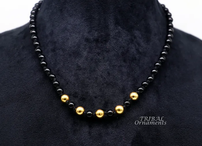 TribalOrnaments Necklaces 22kt yellow gold handmade wax beads and black beaded adjustable necklace amazing single line choker for brides or girls set91 TribalOrnaments Necklaces 22kt yellow gold handmade wax beads and black beaded adjustable necklace amazing single line choker for brides or girls set91