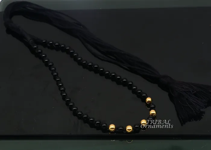 TribalOrnaments Necklaces 22kt yellow gold handmade wax beads and black beaded adjustable necklace amazing single line choker for brides or girls set91
