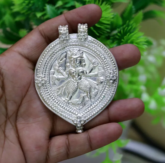 Vintage antique design handmade solid silver tribal deity god bhairwa design tribal hippie and boho ethnic pendant necklace jewelry nsp368 TRIBAL ORNAMENTS Necklaces