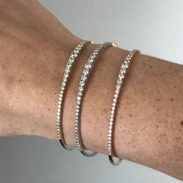 118ctw Graduated Diamond 14K Yellow Gold Flex Bangle Croghans PreStyled Sets