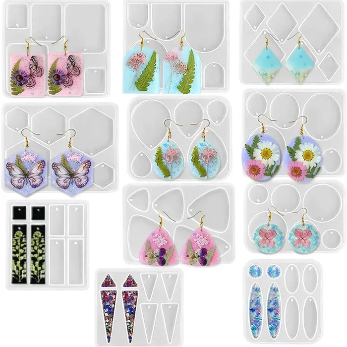 11Pcs Resin Molds Jewelry Earrings Silicone Molds for Epoxy Resin IntoResin Earrings
