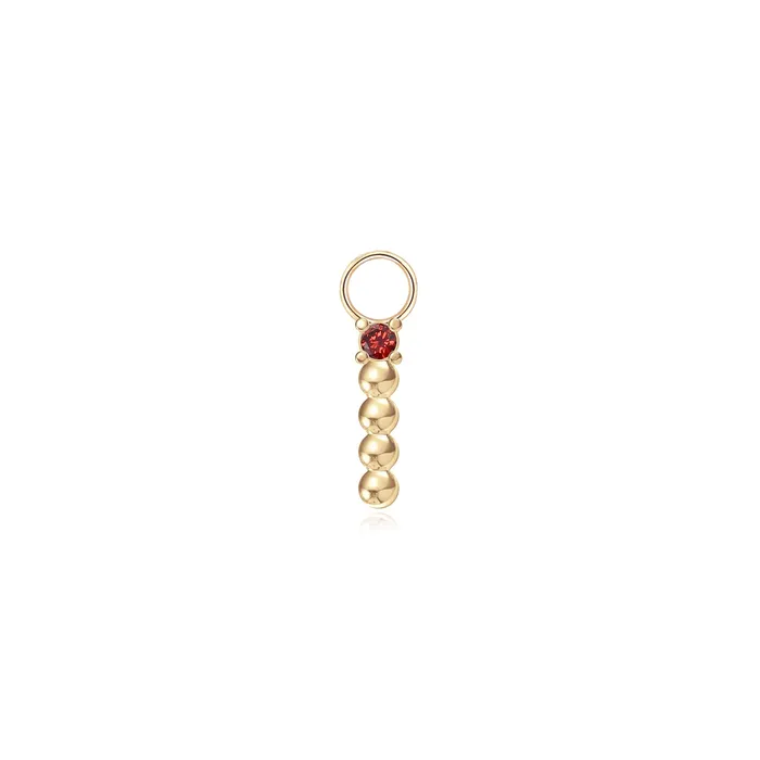 14k Beads and Garnet Hoop Charm RG Charm Necklaces