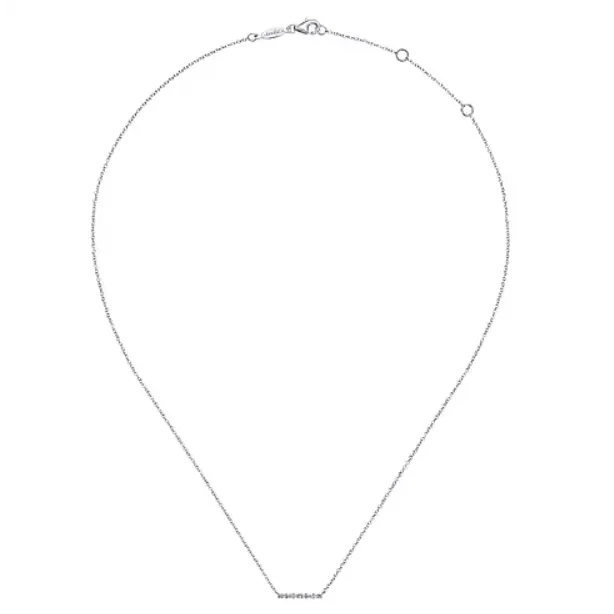 14K White Gold Diamond Bar Necklace Gabriel Co Necklaces