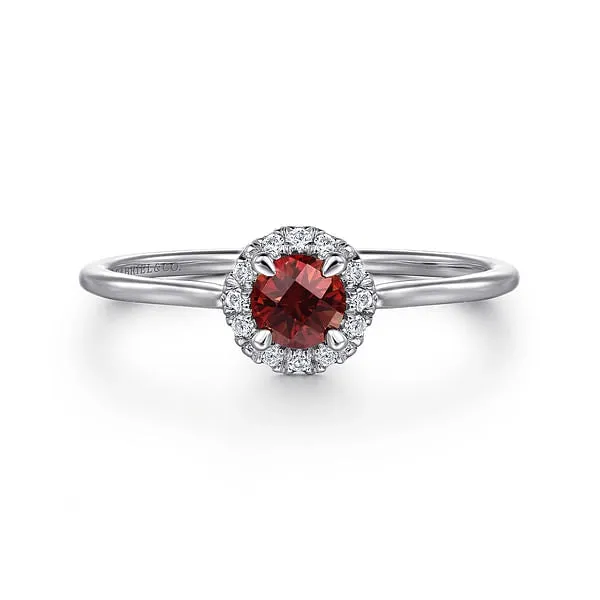 14K White Gold Garnet and Diamond Ring Gabriel Co Rings