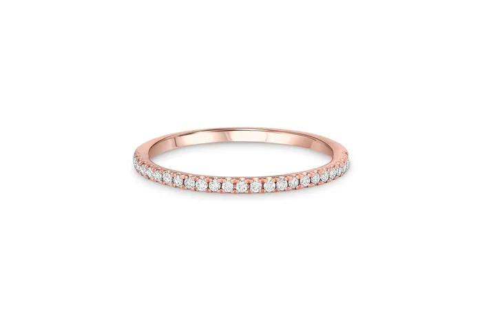 18k Rose Gold 015ctw Diamond Halfway Band CJ Charles Jewelers Rings