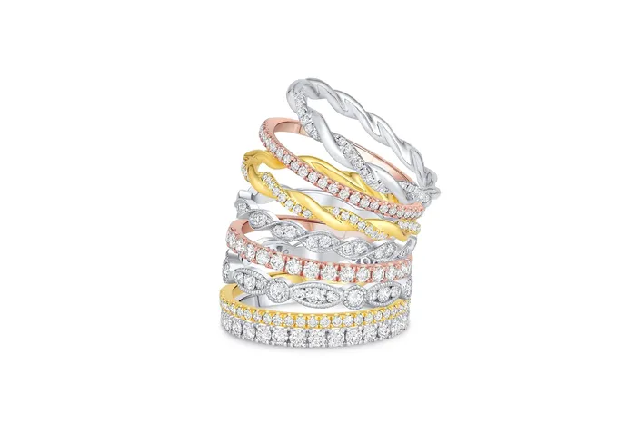 18k Rose Gold 015ctw Diamond Halfway Band CJ Charles Jewelers Rings