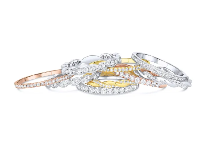 18k Rose Gold 015ctw Diamond Halfway Band CJ Charles Jewelers Rings