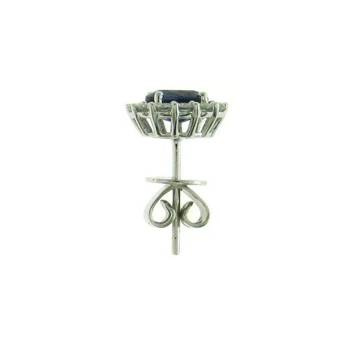 18K White Gold Oval Sapphire with Diamond Halo Stud Earrings Meierotto Jewelers Earrings 18K White Gold Oval Sapphire with Diamond Halo Stud Earrings Meierotto Jewelers Earrings