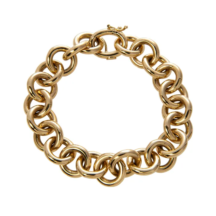 18K Yellow Gold Italian Polished Round Link Bracelet Croghans Bracelets