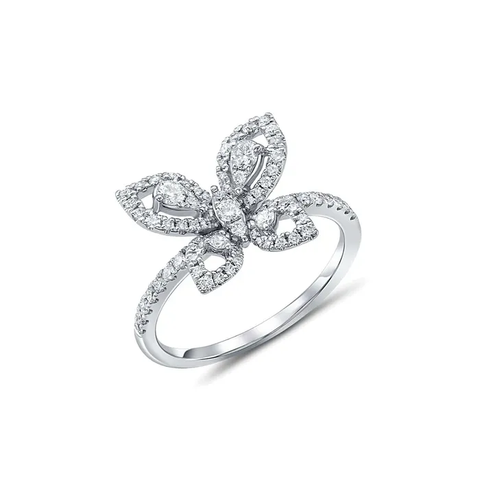18kt White Gold 055ctw Diamond Butterfly Ring CJ Charles Jewelers Rings