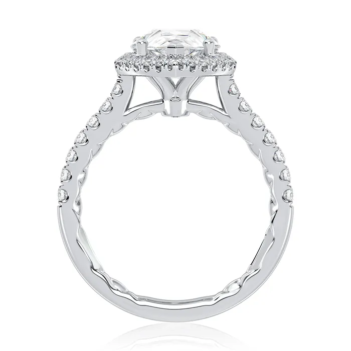 A Jaffe Rings A Jaffe 14K White Gold Pear Halo Semi Mount Diamond Ring