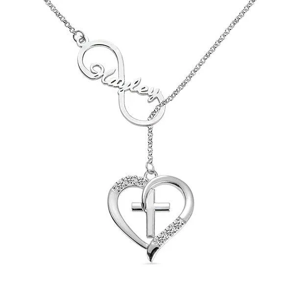Belbren Necklaces Personalized Infinity Heart Cross Name Necklace with Custom Birthstone Elegant Jewelry for Daily Wear and Special Occasions