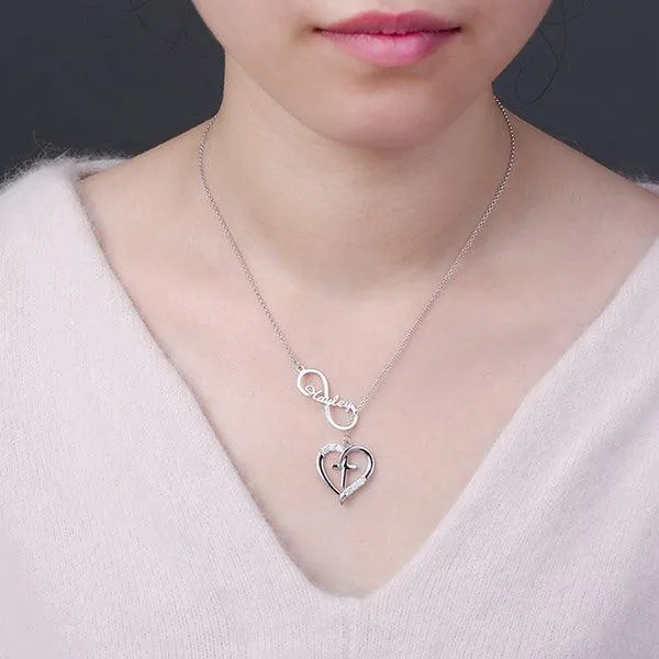 Belbren Necklaces Personalized Infinity Heart Cross Name Necklace with Custom Birthstone Elegant Jewelry for Daily Wear and Special Occasions