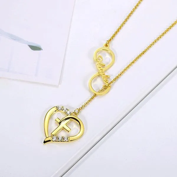 Belbren Necklaces Personalized Infinity Heart Cross Name Necklace with Custom Birthstone Elegant Jewelry for Daily Wear and Special Occasions