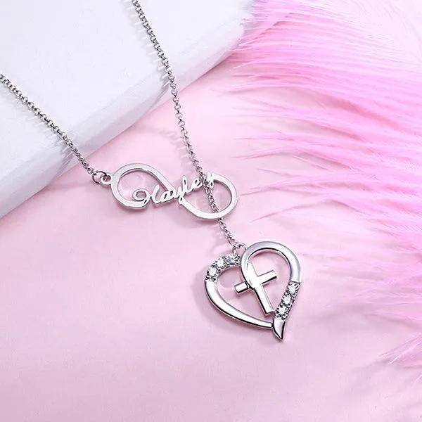 Belbren Necklaces Personalized Infinity Heart Cross Name Necklace with Custom Birthstone Elegant Jewelry for Daily Wear and Special Occasions