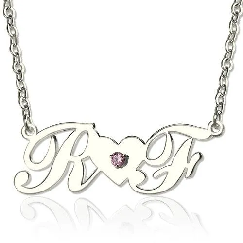 Belbren Necklaces Sterling Silver Double Initials Necklace