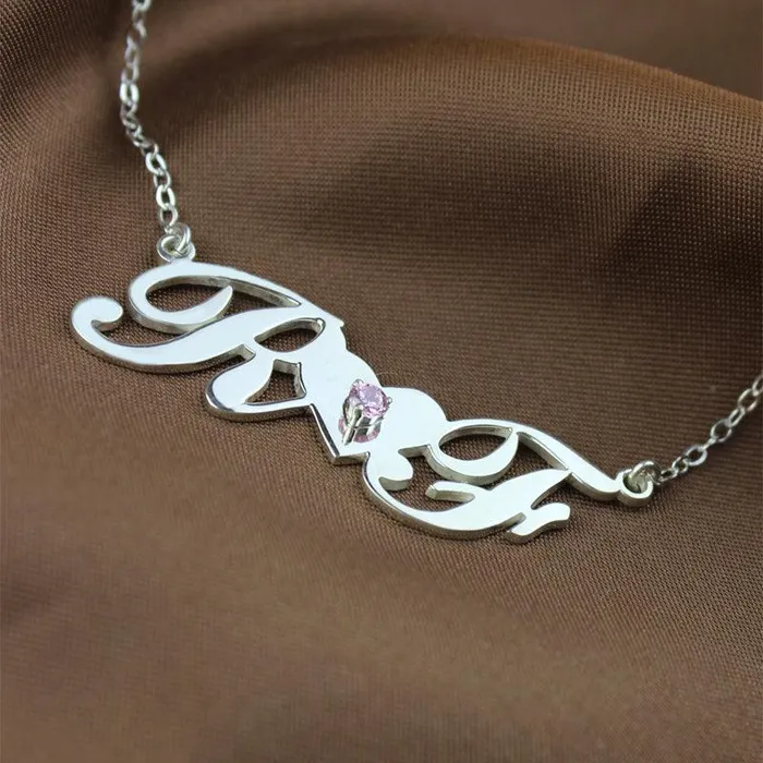 Belbren Necklaces Sterling Silver Double Initials Necklace