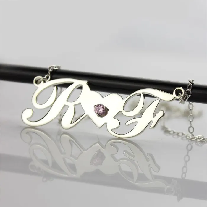 Belbren Necklaces Sterling Silver Double Initials Necklace
