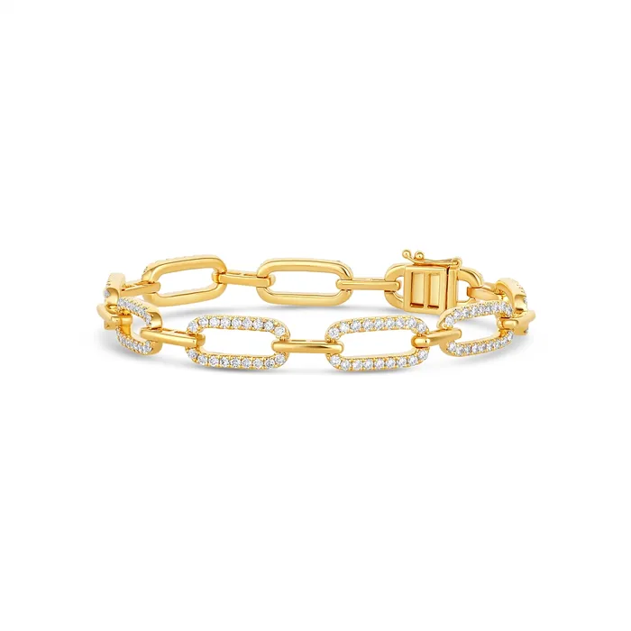 Bracelets 18K Yellow Gold Diamond Link Bracelet Meierotto Jewelers
