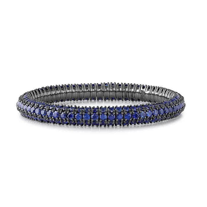 Bracelets 18KT White Gold Black Rhodium Mattia Cielo Sapphire Bracelet CJ Charles Jewelers