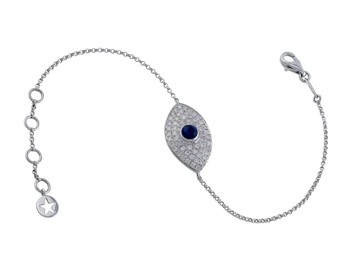 Bracelets CJ Charles Jewelers 18kt White Gold 038ctw Diamond Evil Eye Chain Bracelet Bracelets CJ Charles Jewelers 18kt White Gold 038ctw Diamond Evil Eye Chain Bracelet