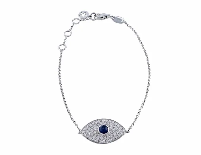 Bracelets CJ Charles Jewelers 18kt White Gold 038ctw Diamond Evil Eye Chain Bracelet Bracelets CJ Charles Jewelers 18kt White Gold 038ctw Diamond Evil Eye Chain Bracelet