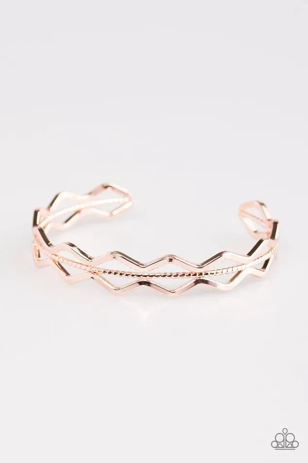 Bracelets Paparazzi Bracelet Catch The Next Wave Rose Gold Paparazzi Jewelry