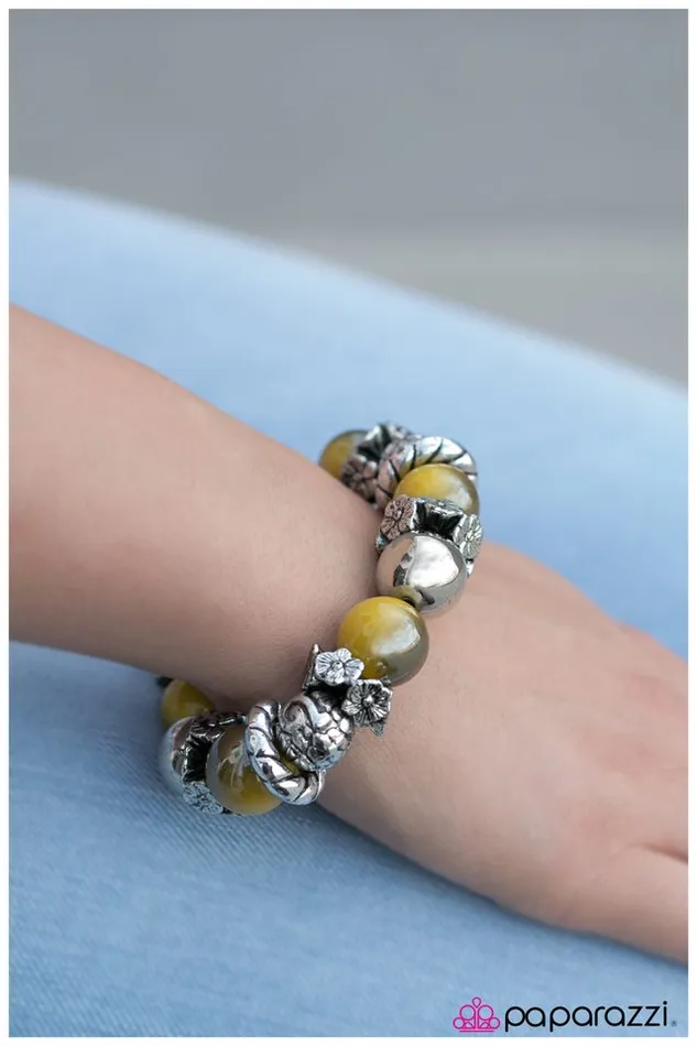 Bracelets Paparazzi Jewelry Paparazzi Bracelet Fire and Brimstone Yellow