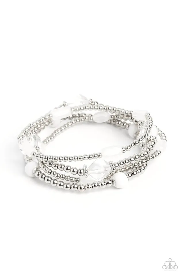 Bracelets Paparazzi Jewelry Paparazzi Bracelet Geometric Guru White Bracelets Paparazzi Jewelry Paparazzi Bracelet Geometric Guru White