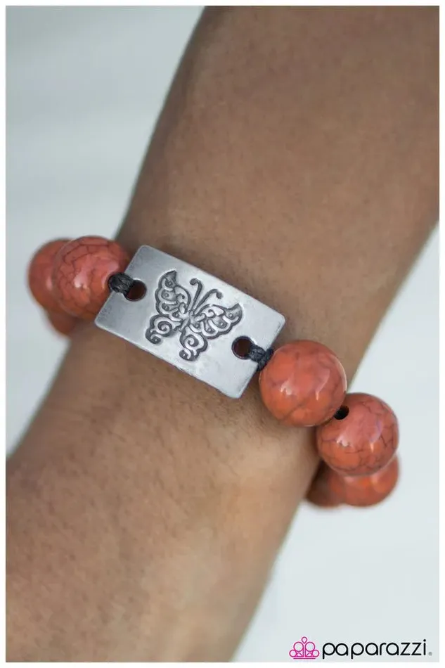 Bracelets Paparazzi Jewelry Paparazzi Bracelet The Butterfly Effect Orange