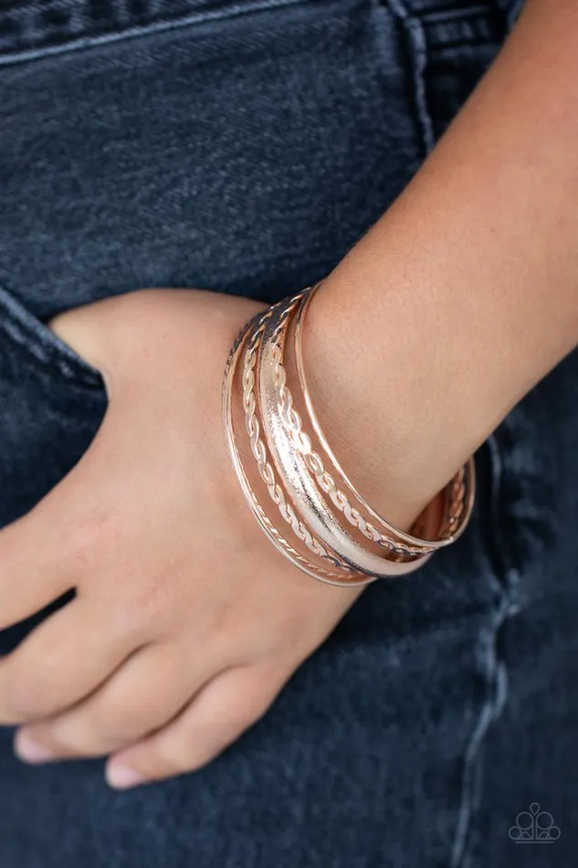 Bracelets Paparazzi Jewelry Paparazzi Bracelet Trophy Texture Rose Gold