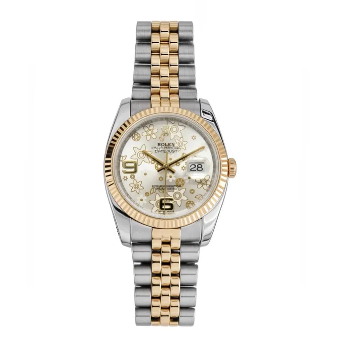 Bracelets Rolex Datejust 36mm Ref 116233 Silver Floral Dial Two Tone Stainless Steel 18K Yellow Gold Jubilee Bracelet Watch Rolex Bracelets Rolex Datejust 36mm Ref 116233 Silver Floral Dial Two Tone Stainless Steel 18K Yellow Gold Jubilee Bracelet Watch Rolex