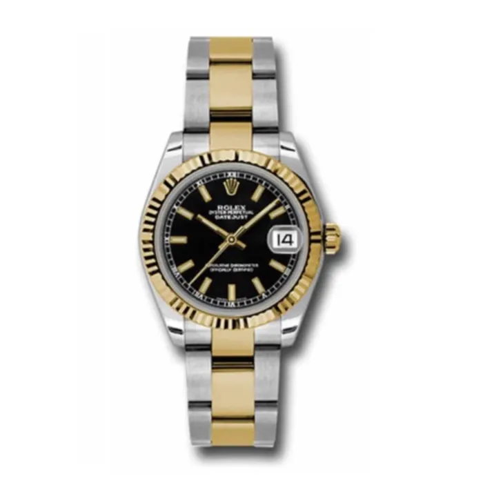 Bracelets Rolex Rolex Datejust 31mm Ref 178273 bkio Black Stick Dial Two Tone Stainless Steel 18K Yellow Gold Oyster Bracelet Womens Watch Bracelets Rolex Rolex Datejust 31mm Ref 178273 bkio Black Stick Dial Two Tone Stainless Steel 18K Yellow Gold Oyster Bracelet Womens Watch