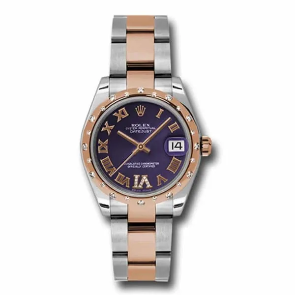 Bracelets Rolex Rolex Datejust 31mm Ref 178341 pdro Purple Roman Diamond Dial Diamond Bezel Two Tone Stainless Steel 18K Rose Gold Oyster Bracelet Womens Watch Bracelets Rolex Rolex Datejust 31mm Ref 178341 pdro Purple Roman Diamond Dial Diamond Bezel Two Tone Stainless Steel 18K Rose Gold Oyster Bracelet Womens Watch