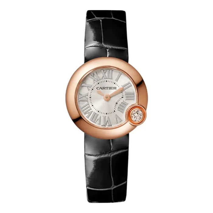 Cartier Ballon Blanc de Cartier 26mm Womens watch Ref WGBL0002 Silver Roman Dial Diamond Bezel in 18K Rose Gold Case Black Alligator Strap Cartier Earrings Cartier Ballon Blanc de Cartier 26mm Womens watch Ref WGBL0002 Silver Roman Dial Diamond Bezel in 18K Rose Gold Case Black Alligator Strap Cartier Earrings