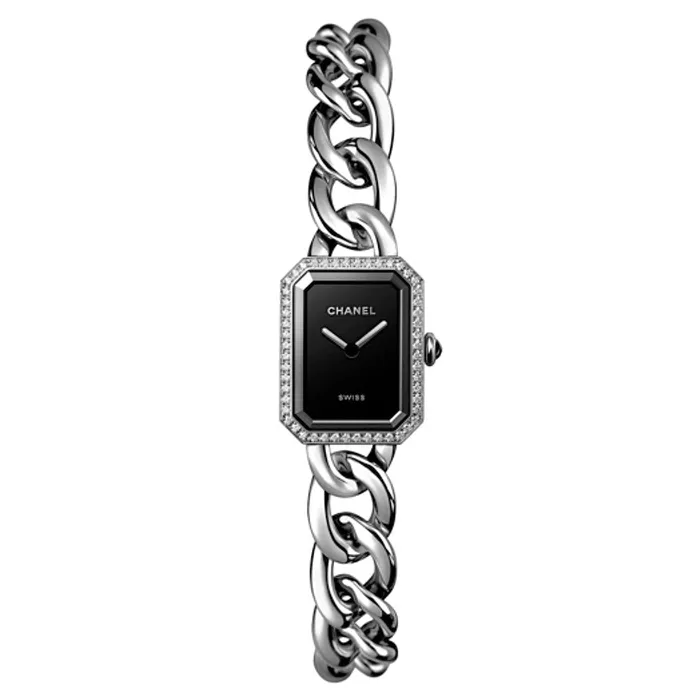 Chanel Premiere Gourmette Chain 197mm Watch Ref H7021 Black Dial Diamond Bezel Stainless Steel Bracelet Chanel Bracelets Chanel Premiere Gourmette Chain 197mm Watch Ref H7021 Black Dial Diamond Bezel Stainless Steel Bracelet Chanel Bracelets