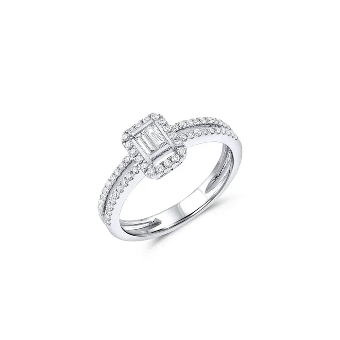 CJ Charles Jewelers Rings 18K White Gold Rectangular Diamond Cluster Ring CJ Charles Jewelers Rings 18K White Gold Rectangular Diamond Cluster Ring