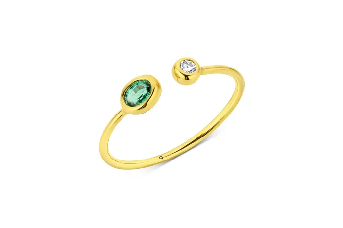 CJ Charles Jewelers Rings Yellow Gold Emerald and Diamond RIng