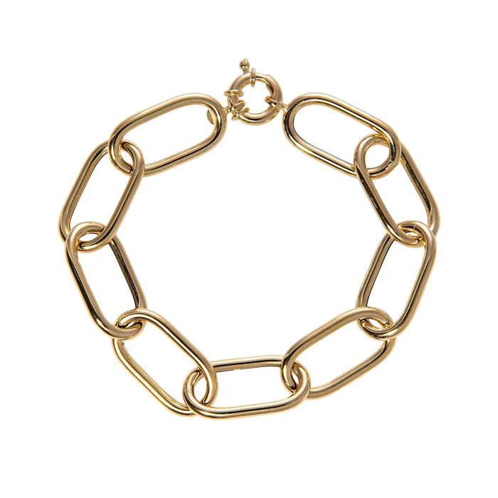 Croghans Bracelets 14K Yellow Gold Italian Oblong Oval Link Bracelet