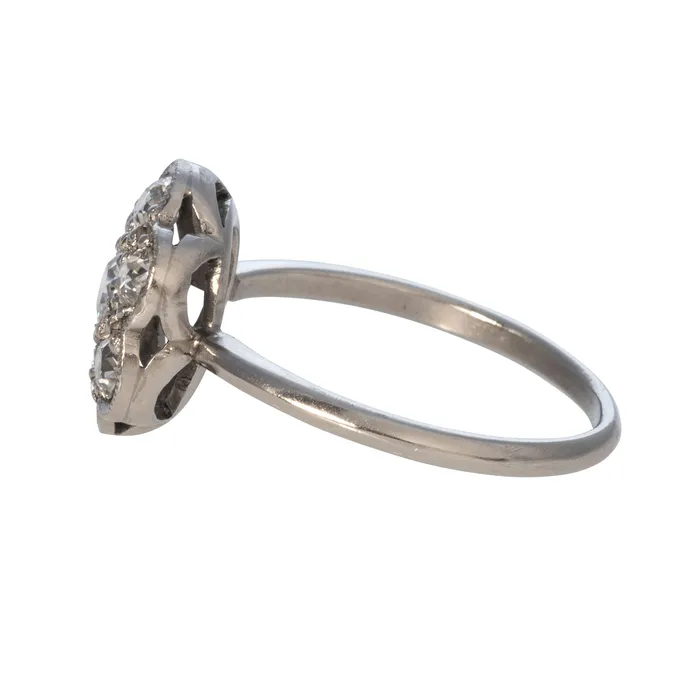 Croghans Rings Edwardian Diamond Flower Cluster Platinum Ring