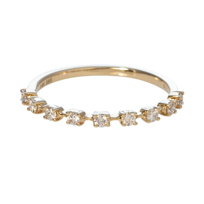 Diamond Bar Spaced 14K Yellow Gold Halfway Band Croghans Rings